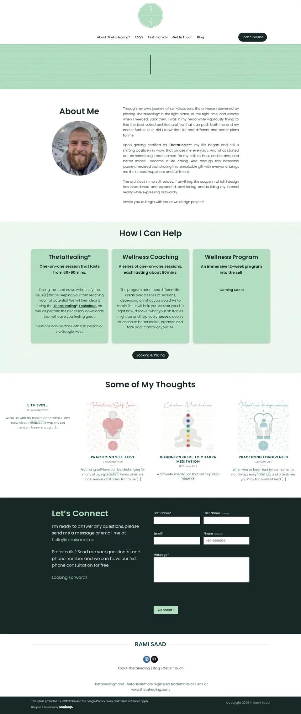 Home page of the Rami Saad website, designed and built by Saadcorp